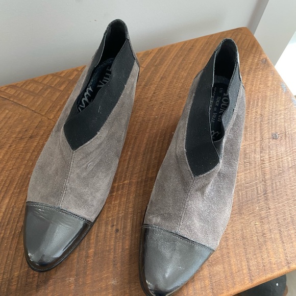 Cute slip on suede and patent leather booties - Picture 2 of 4